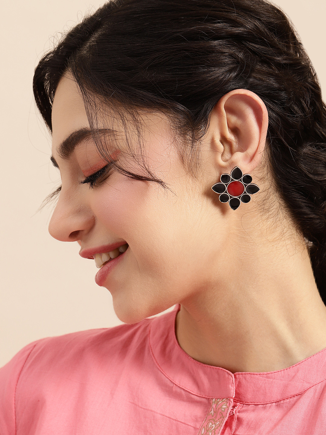 

Sangria Floral Stud Earrings, Black