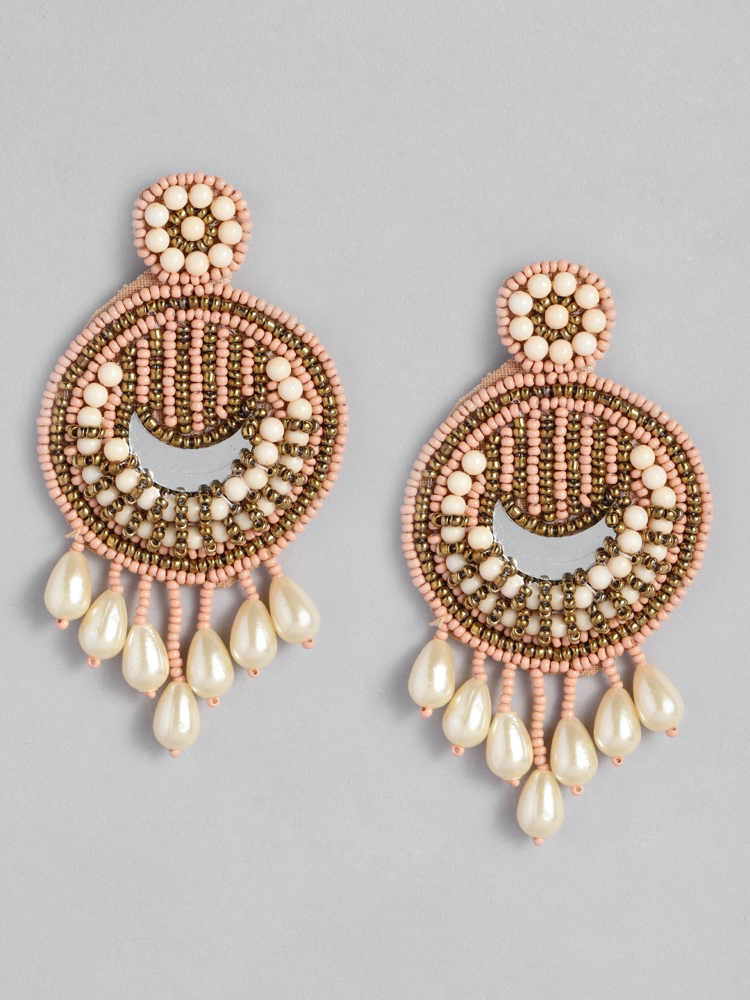 

Sangria Circular Embellished Chandbali Earrings, Pink