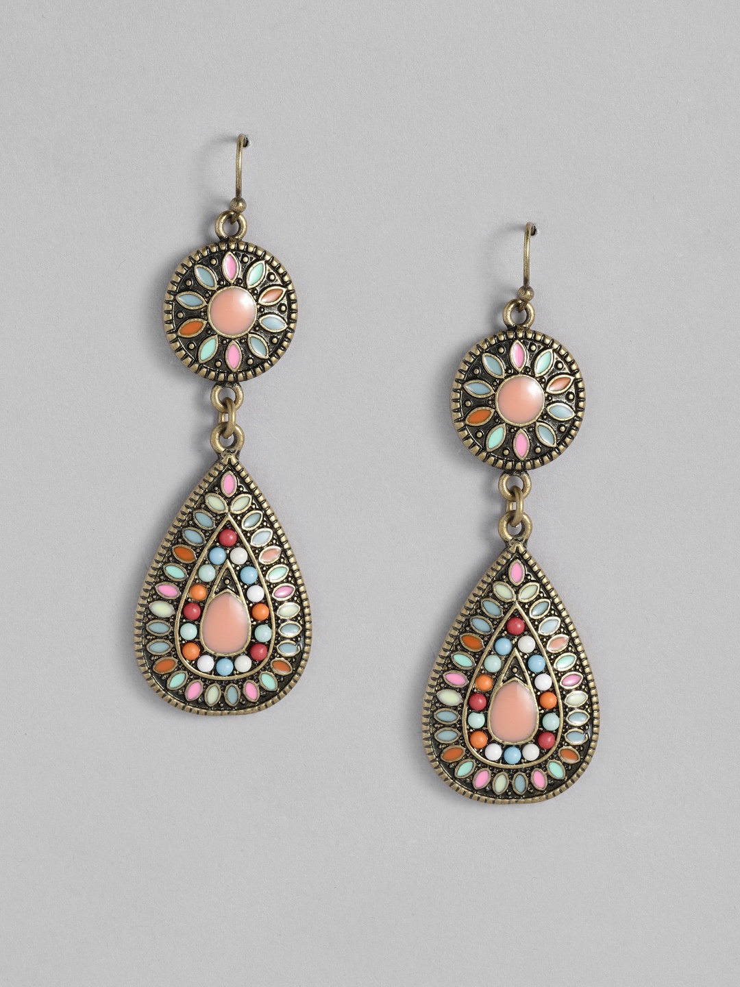 

Sangria Embellished Teardrop Shaped Drop Earrings, Multi