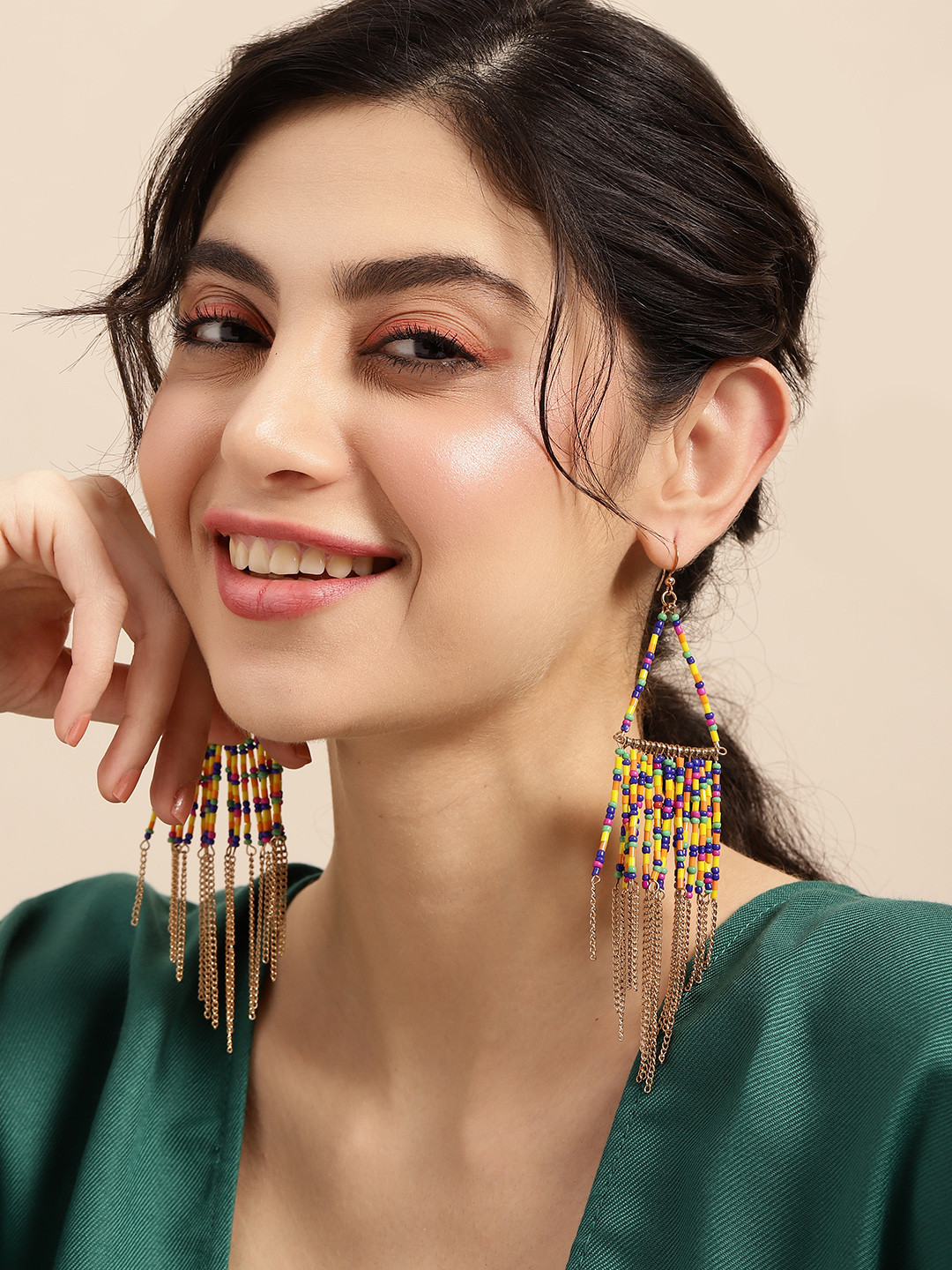 

Sangria Multicoloured Beaded Drop Earrings, Multi