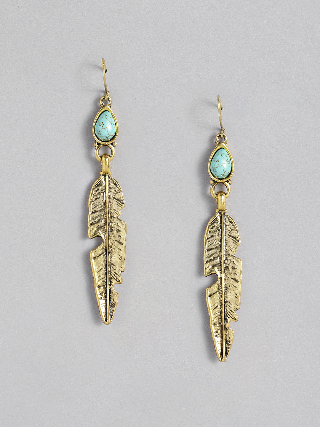 

Sangri Feather Shaped Drop Earrings, Gold