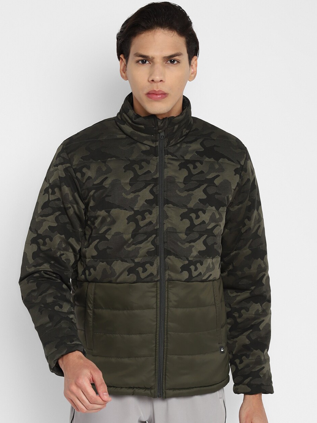 

FURO by Red Chief Men Olive Green Black Camouflage Lightweight Padded Jacket