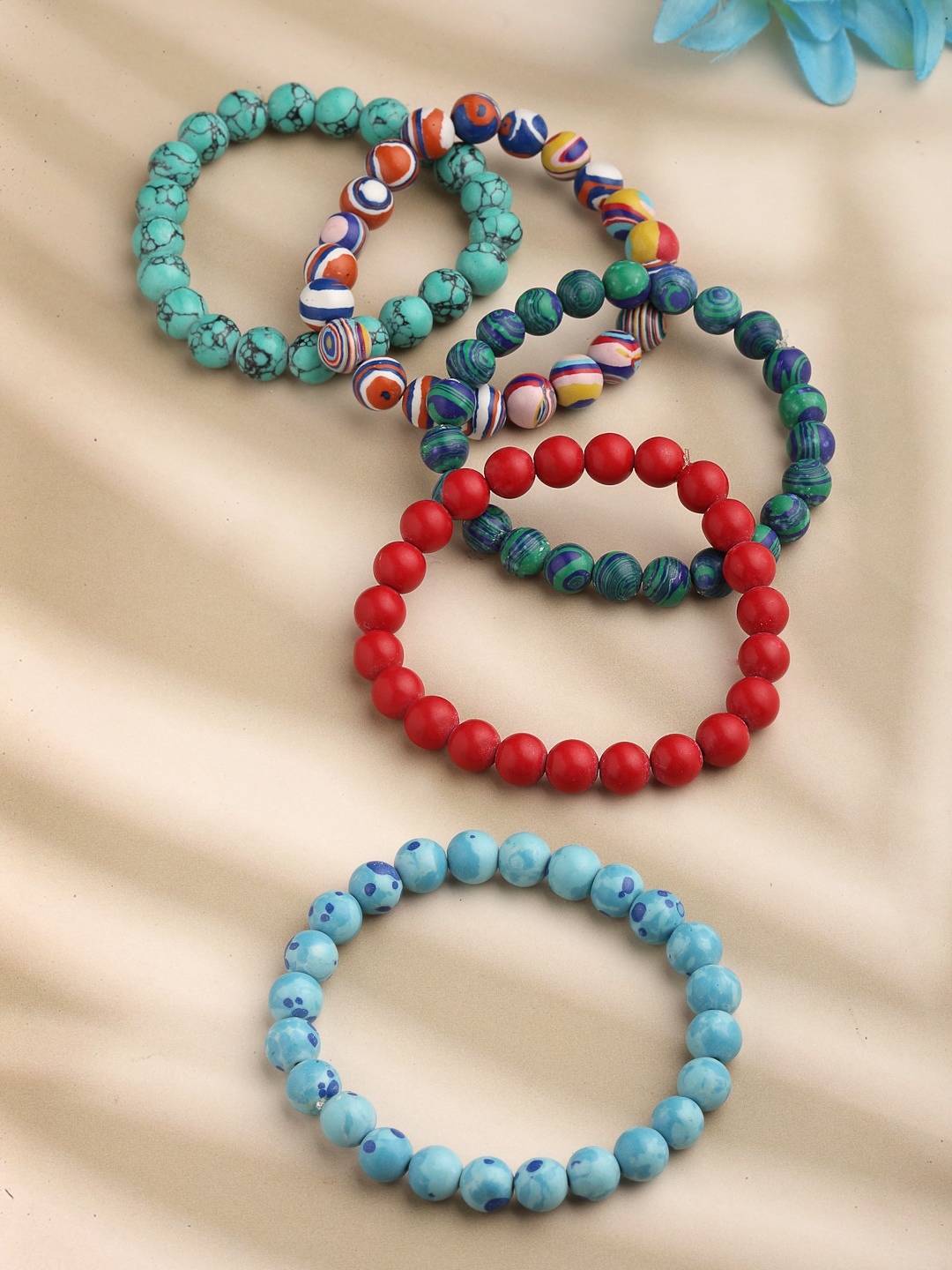 

PANASH Women Pack Of 5 Artificial Beads Bracelets, Blue