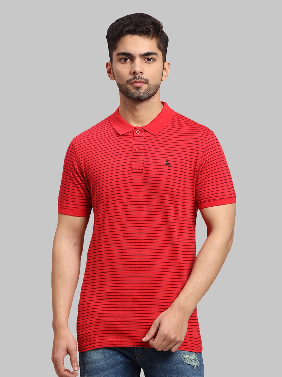 

Parx Men Red Printed Polo Collar Cotton T-shirt