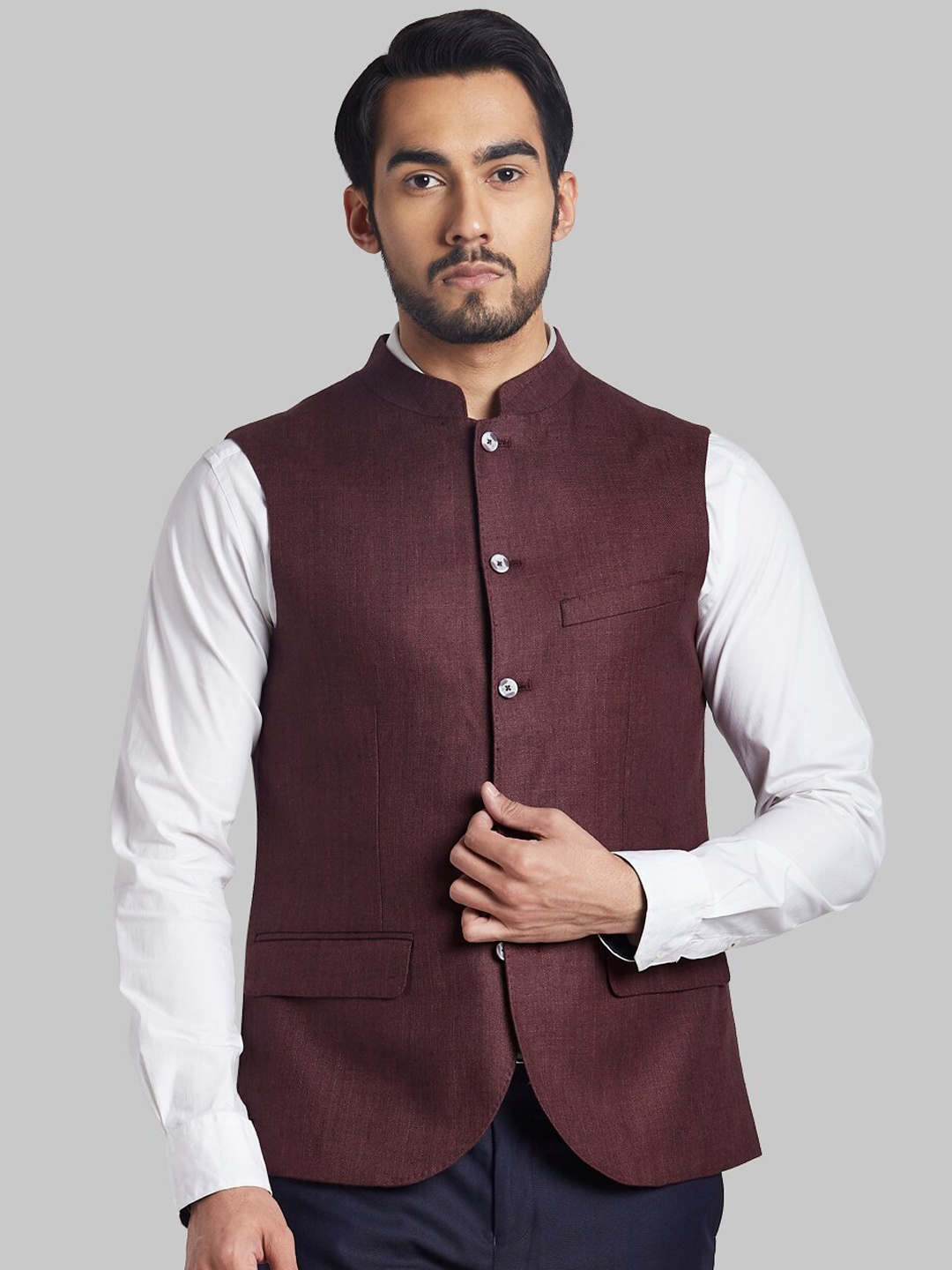 

Parx Men Linen Nehru Jackets, Maroon