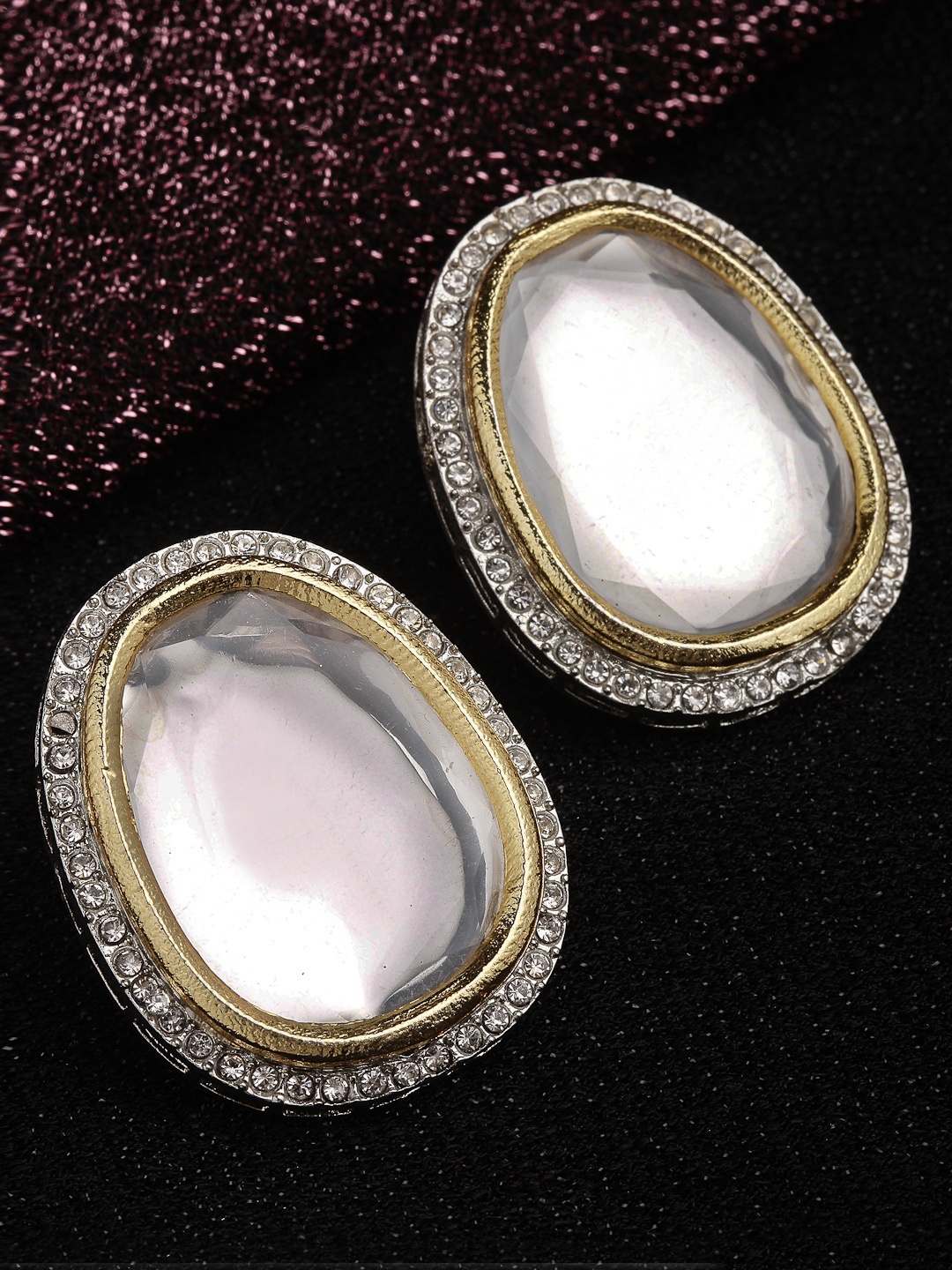 

PANASH Silver-Plated Oval Studs Earrings