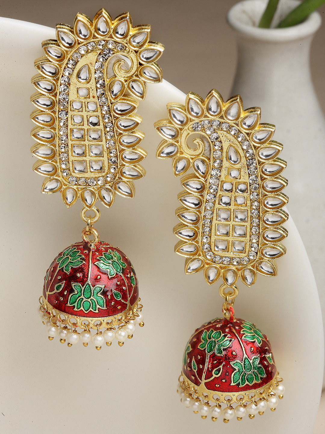 

PANASH Gold-Toned Dome Shaped Jhumkas Earrings