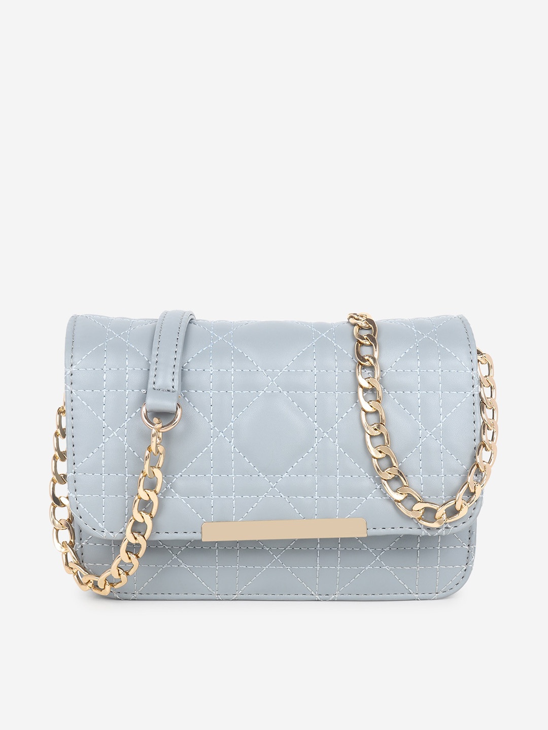 

Black Spade Textured Structured Sling Bag with Quilted, Grey