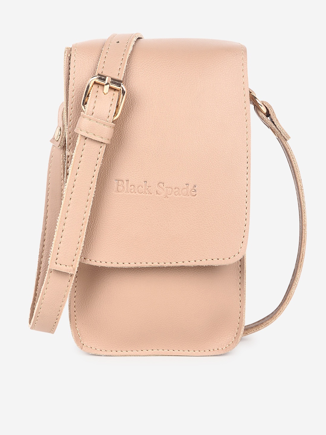 

Black Spade PU Structured Sling Bag, Beige