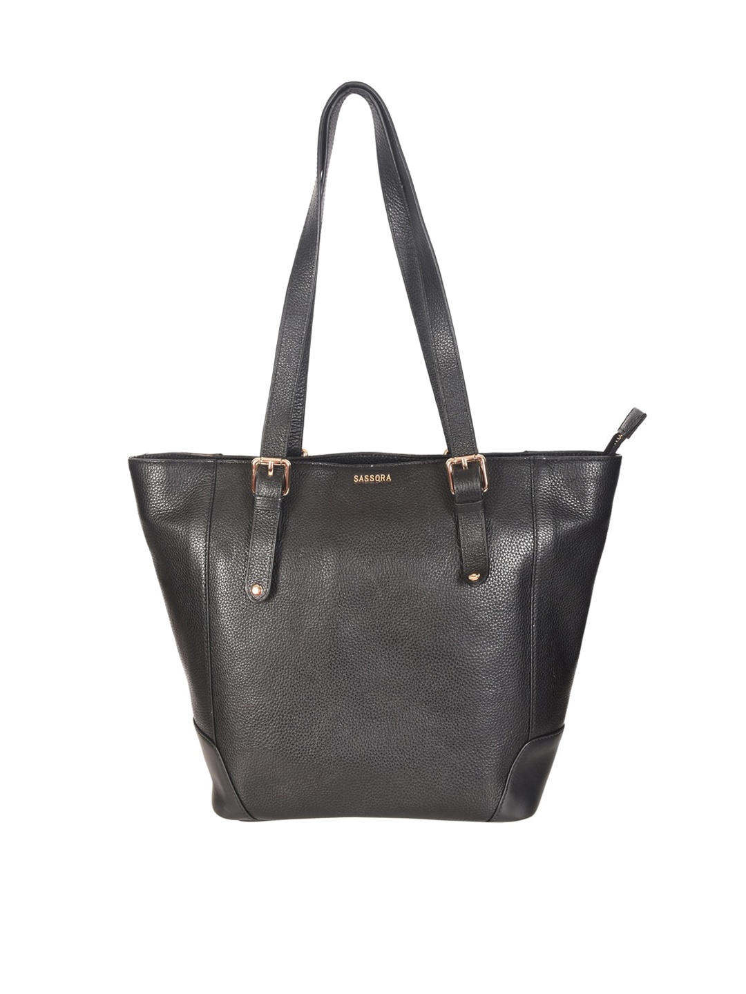 

Sassora Black Leather Oversized Shopper Tote Bag