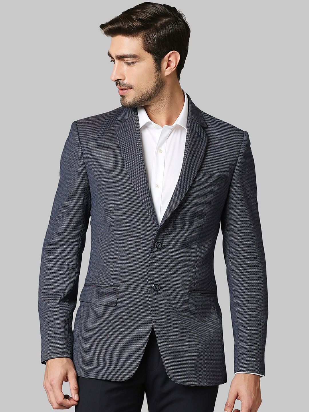 

Raymond Men Blue Self-design Single-breasted Formal Blazer