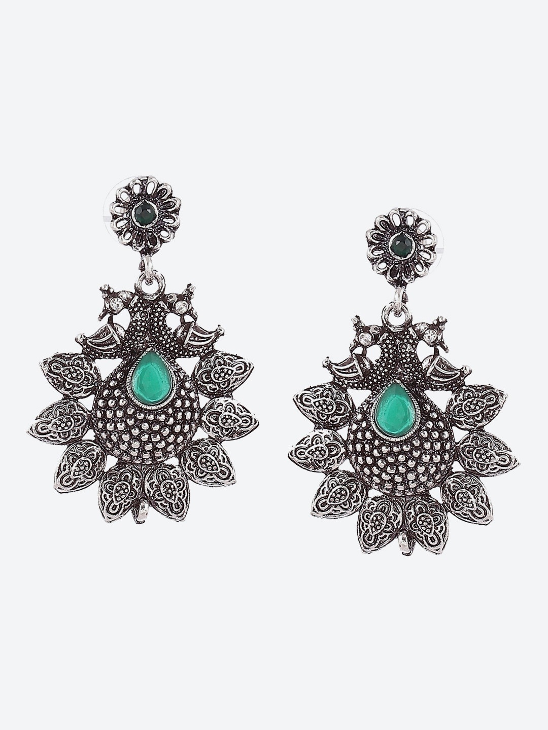 

Biba Green Silver Plated Contemporary Drop Earrings