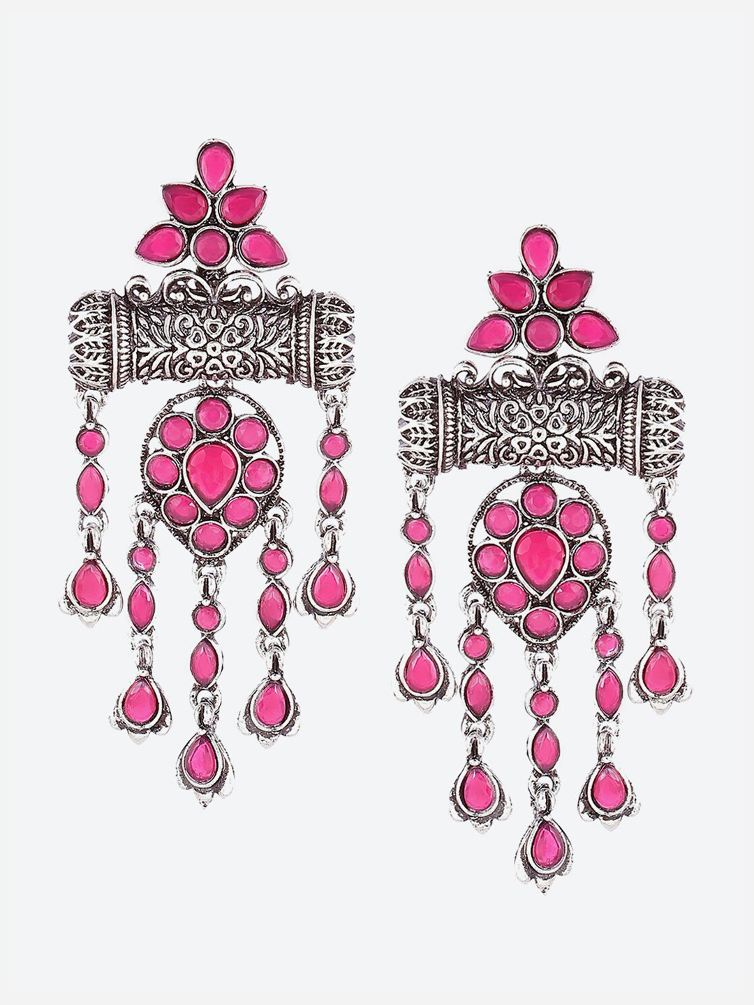 

Biba Pink Silver Plated Contemporary Drop Earrings
