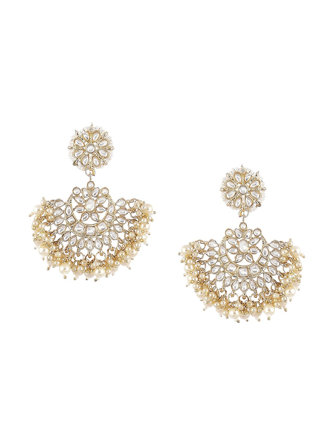 

Biba White Gold Plated Contemporary Chandbalis Earrings