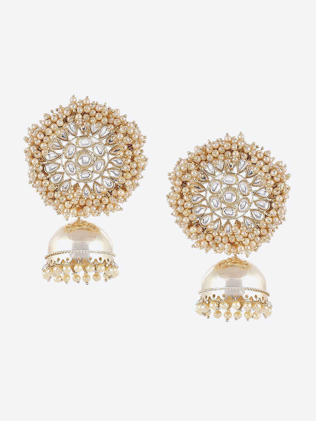 

Biba Silver-Toned Gold Plated Contemporary Jhumkas Earrings
