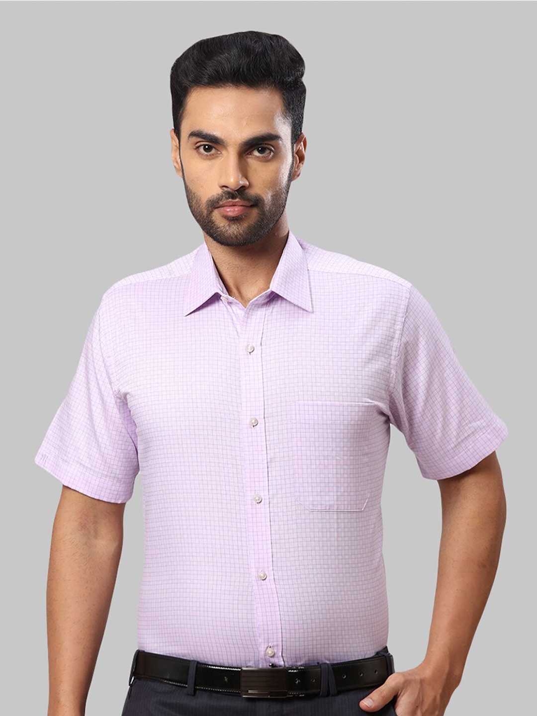 

Raymond Men Checked Cotton Formal Shirt, Violet