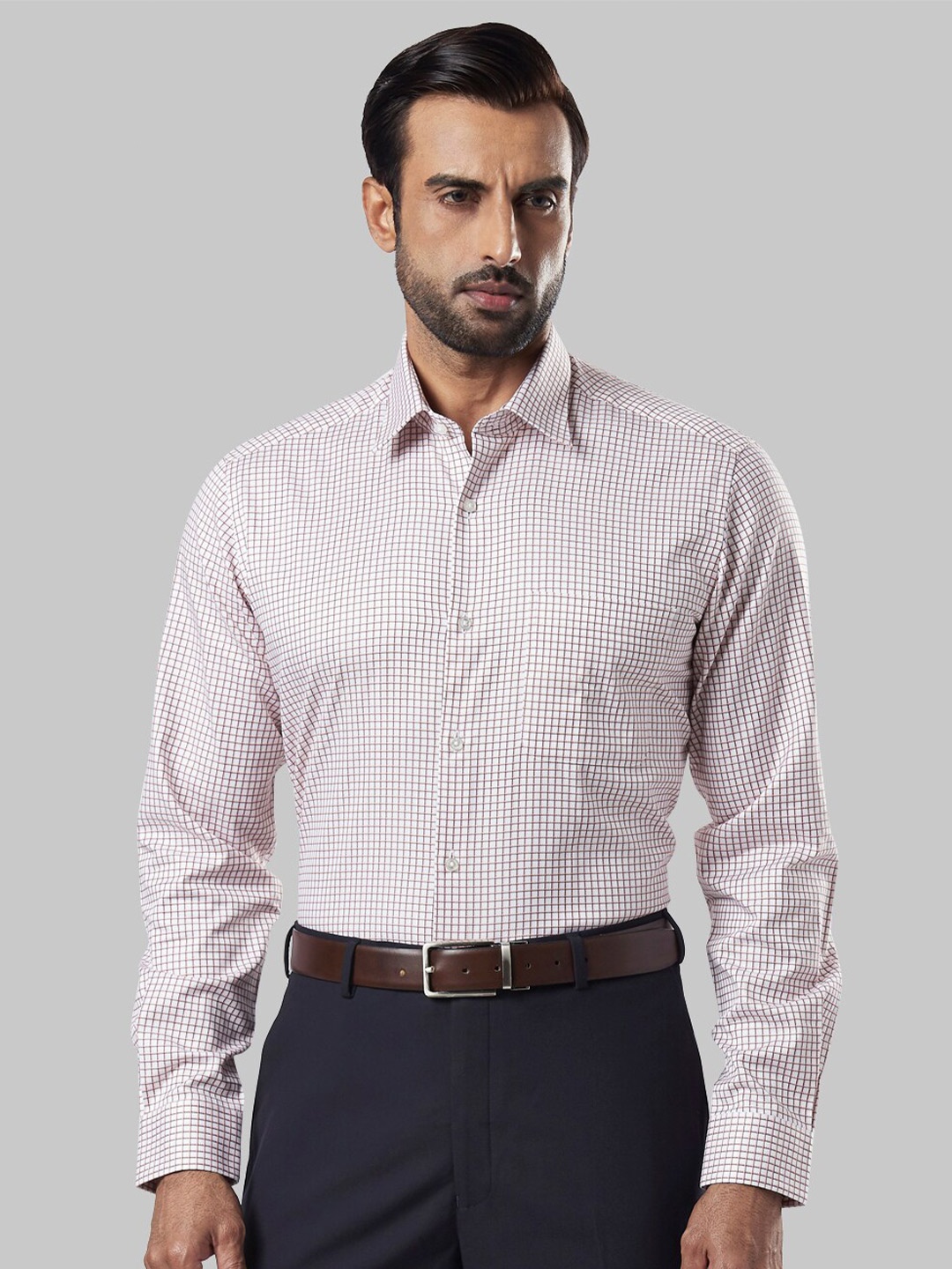 

Raymond Men White Micro Checks Cotton Formal Shirt