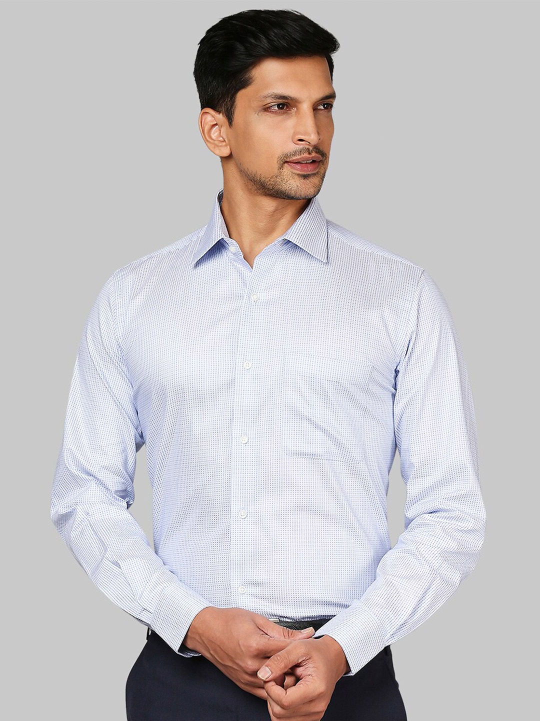 

Raymond Men Printed Cotton Formal Shirt, Blue