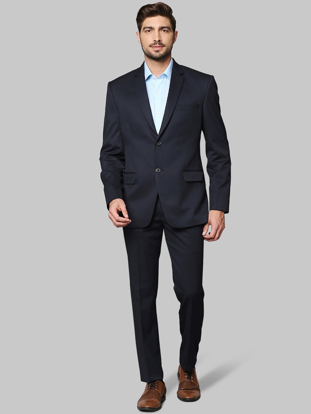 

Raymond Men Blue Single-Breasted Two Piece Formal Suit, Navy blue