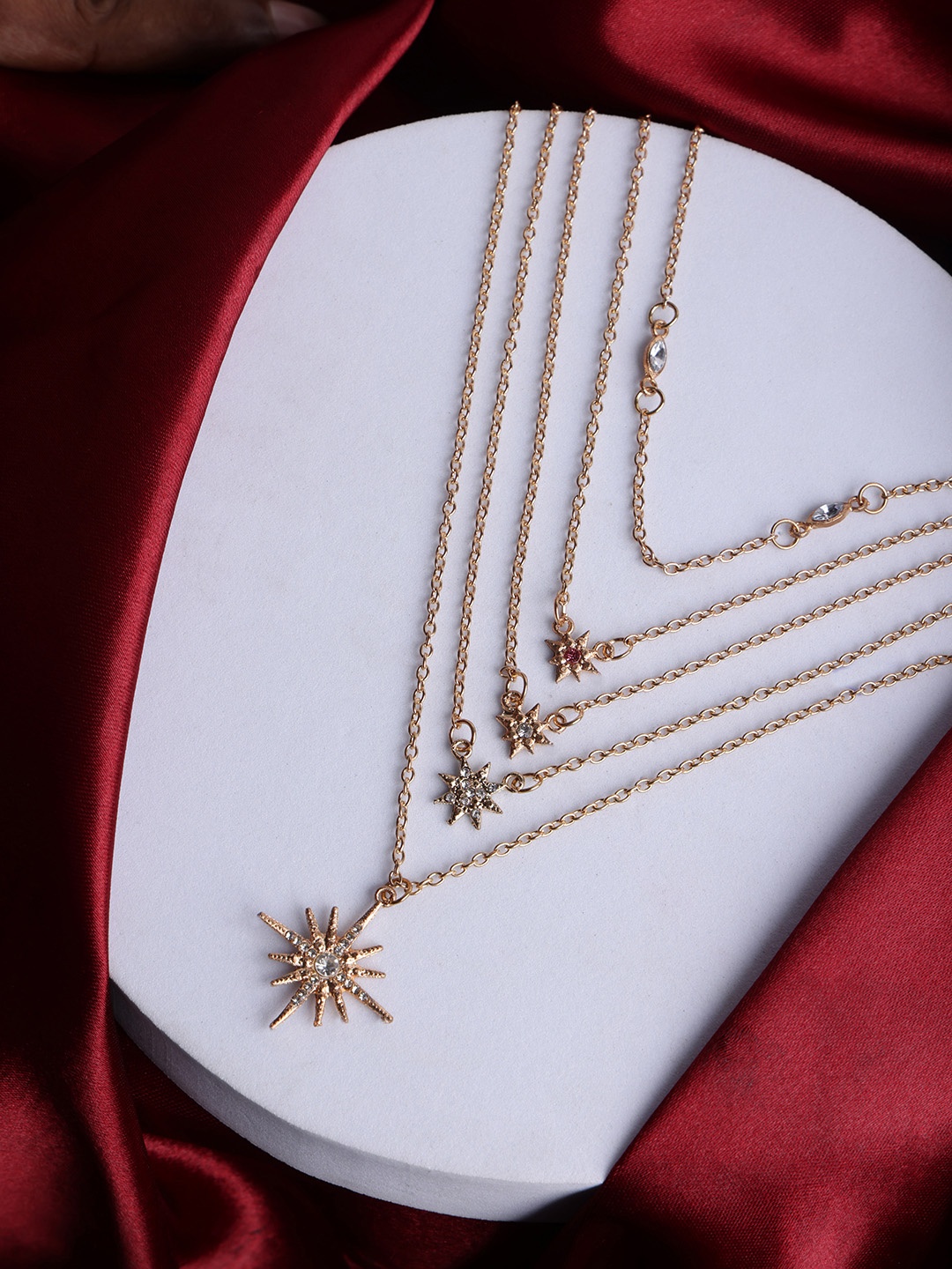 

VOGUE PANASH Gold-Toned & White Brass Gold-Plated Layered Necklace