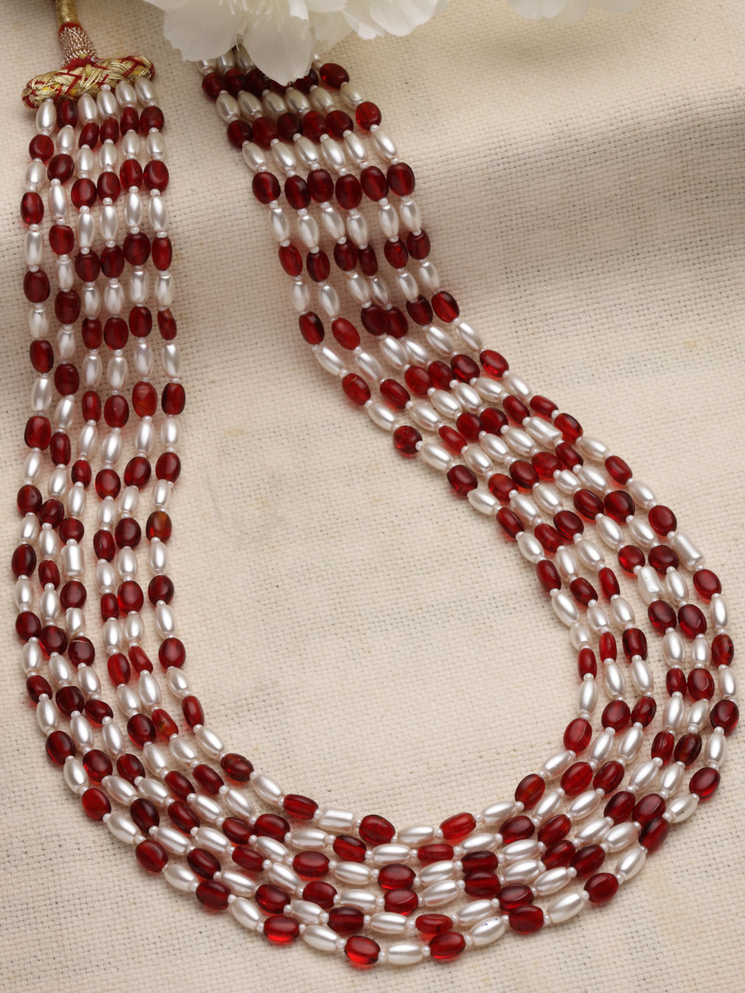 

PANASH Red & White Handcrafted Necklace