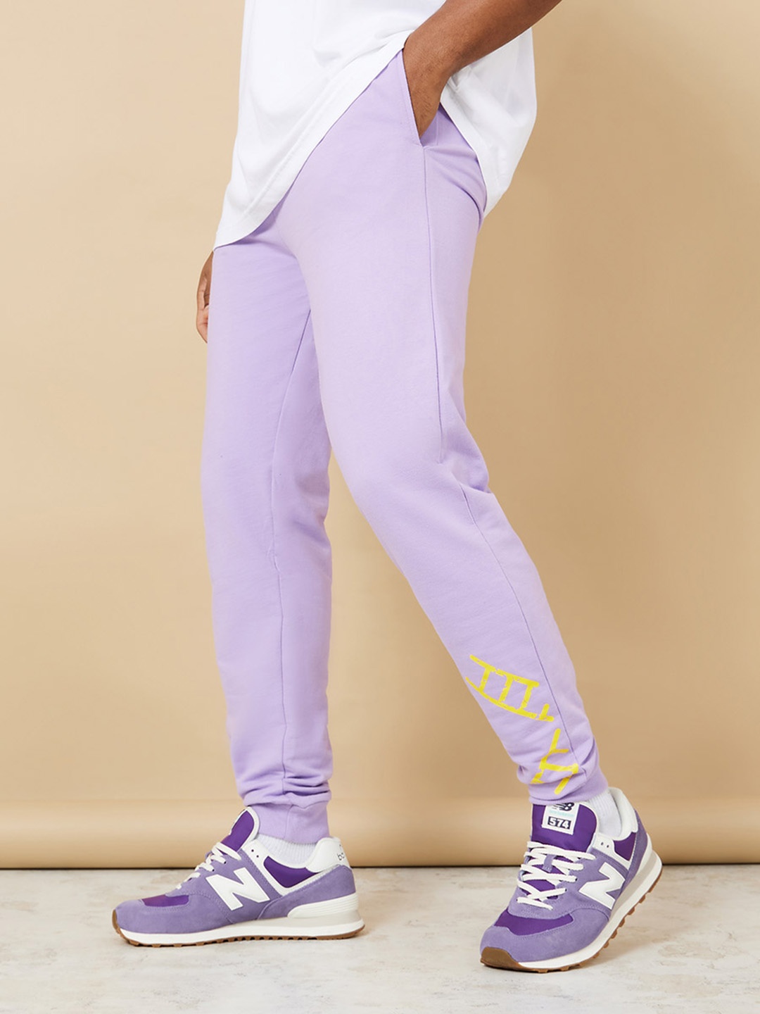 

Styli Men Slim Fit Cotton Jogger, Purple