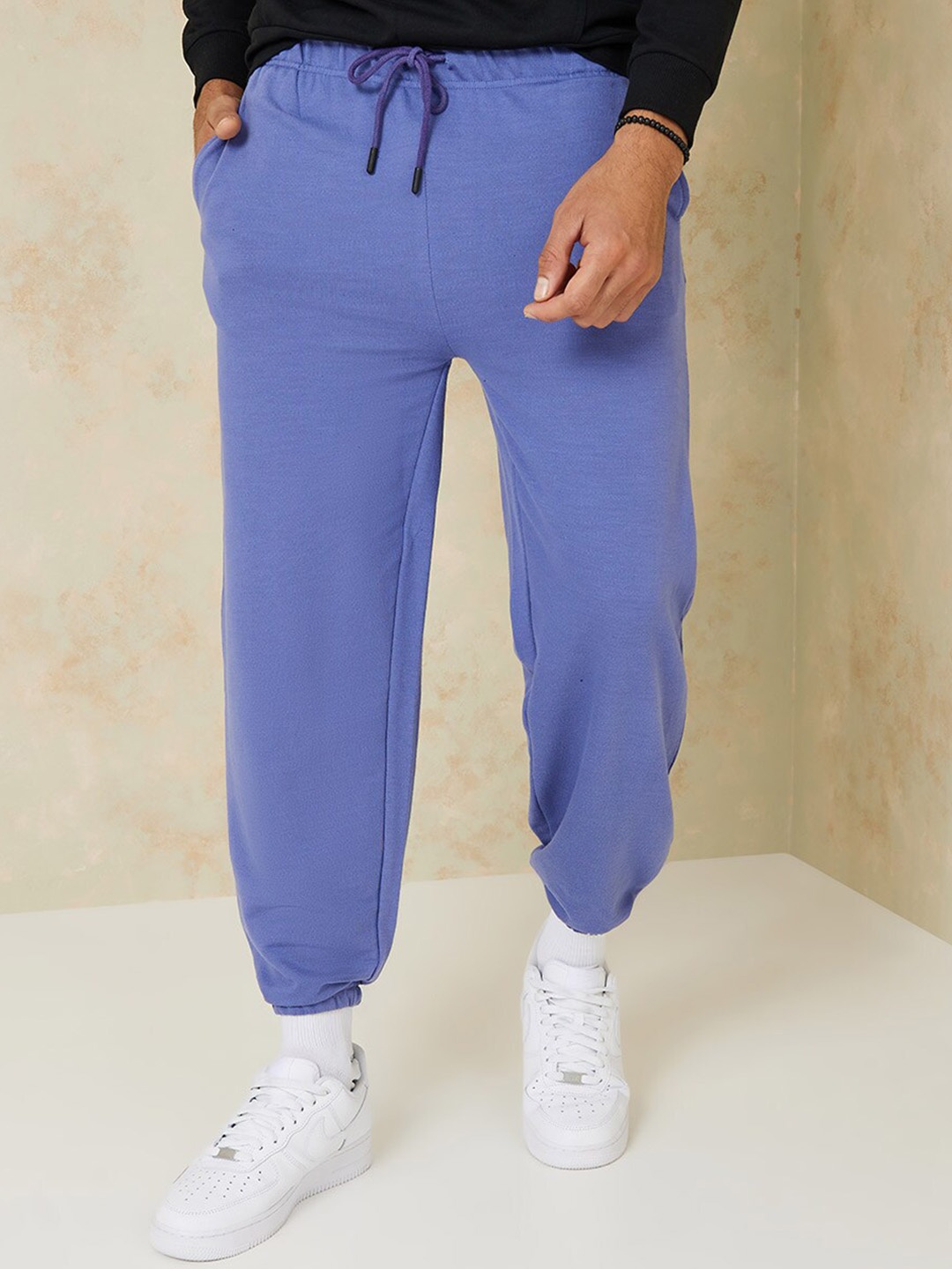 

Styli Men Pure Cotton Joggers, Purple