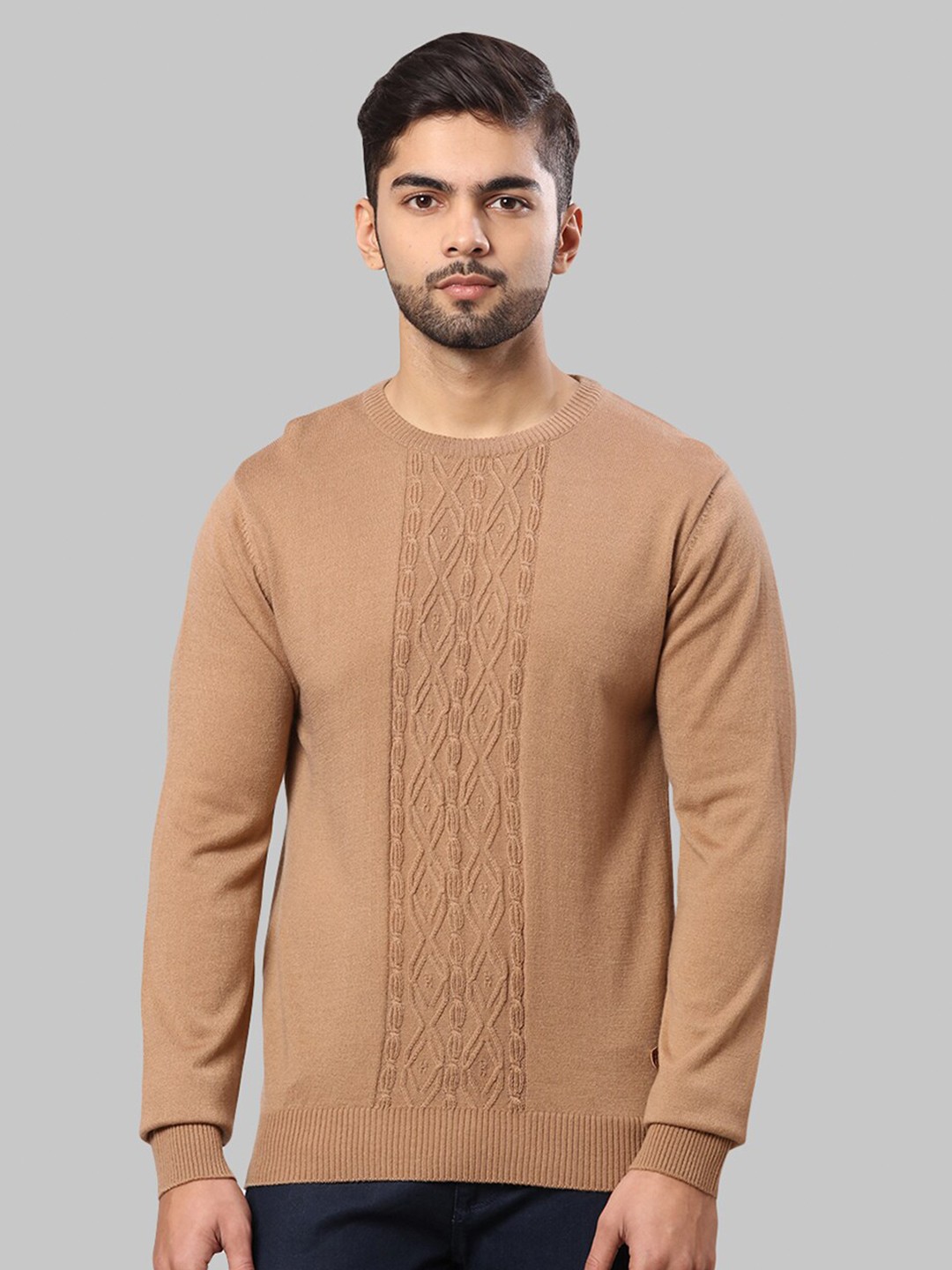 

Raymond Men Cable Knit Acrylic Pullover, Beige