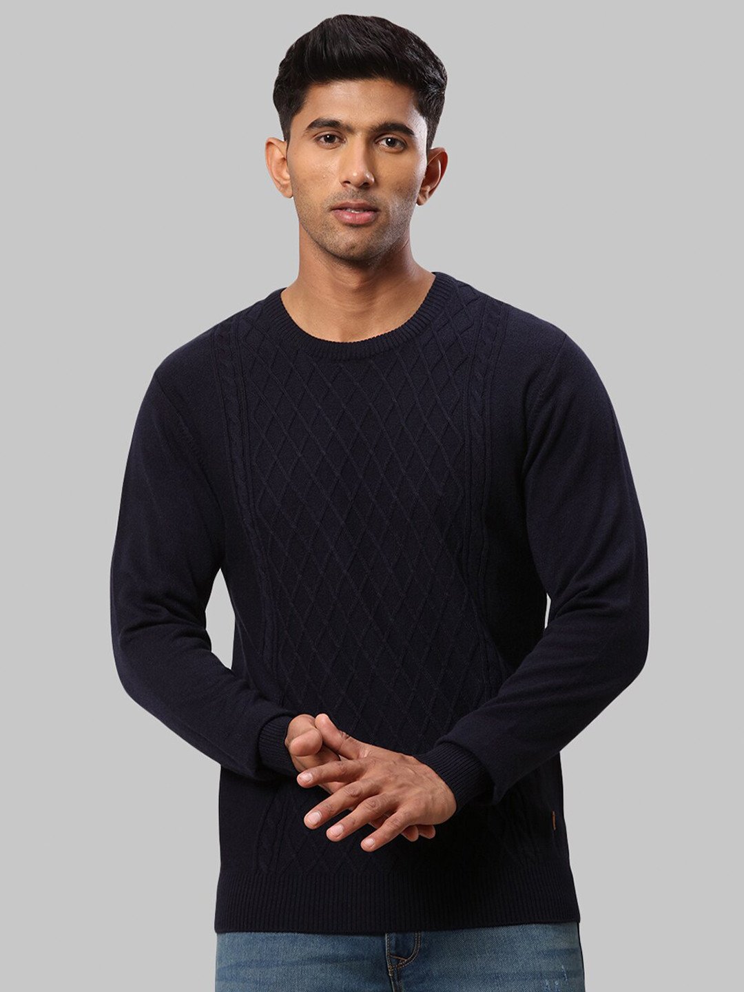 

Raymond Men Blue Cable Knit Pullover Sweater