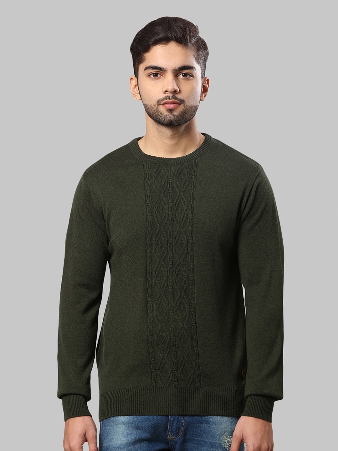 

Raymond Men Cable Knit Acrylic Pullover, Green