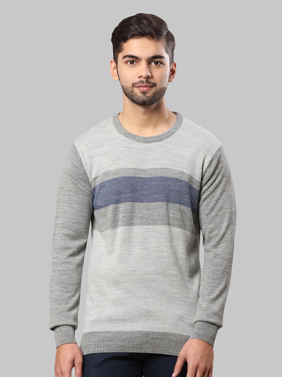 

Raymond Men Grey & Blue Pullover Sweater
