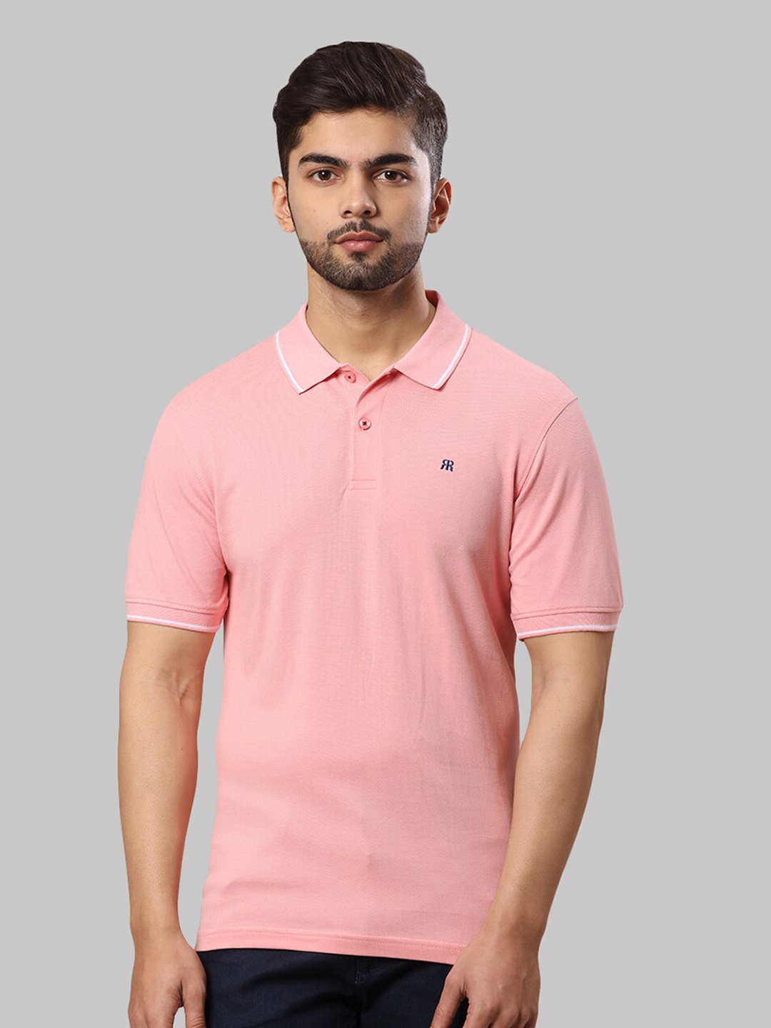 

Raymond Men Polo Collar Cotton T-shirt, Pink