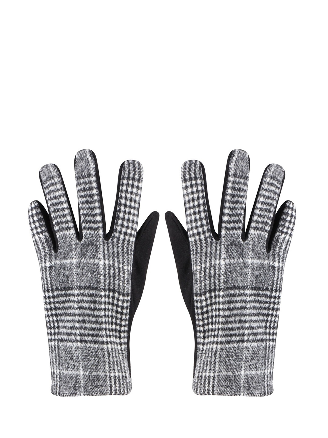 

Bonjour Men Grey & Black Checked Winter Gloves