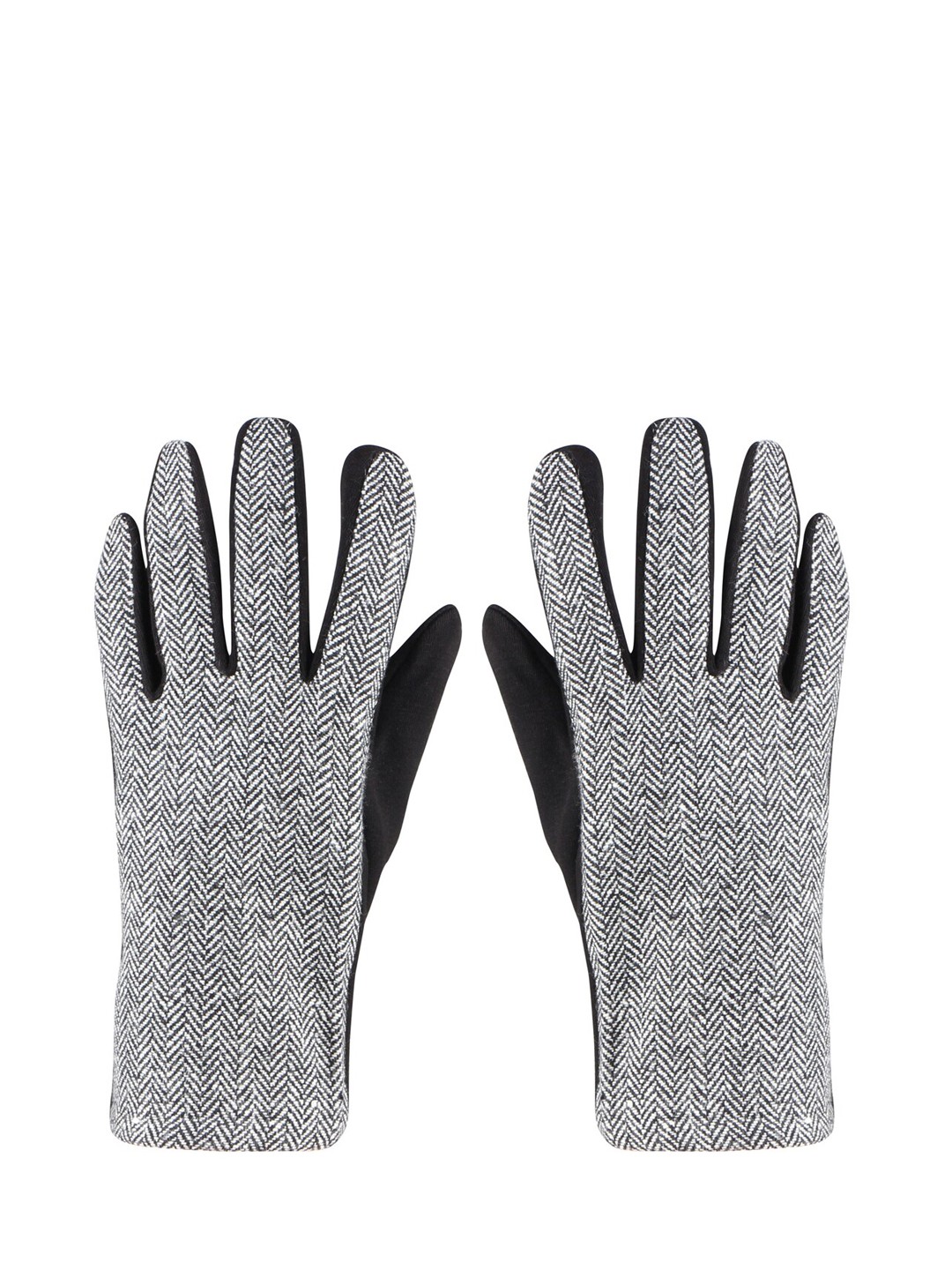 

Bonjour Men Black & Grey Self Design Winter Gloves