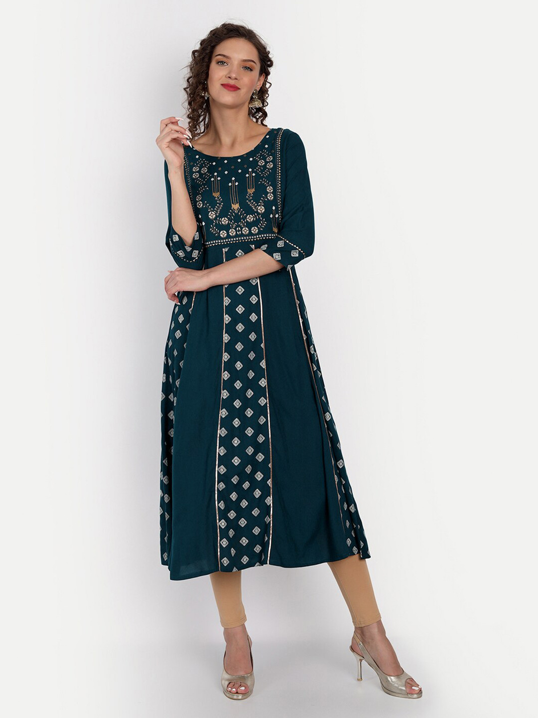 

Happy Design Floral Printed Anarkali Kurta, Teal