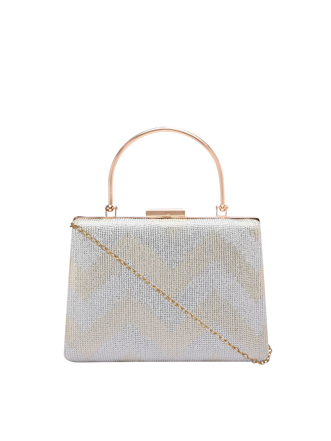

HORRA Women Silver-Toned & Gold-Toned Box Clutch