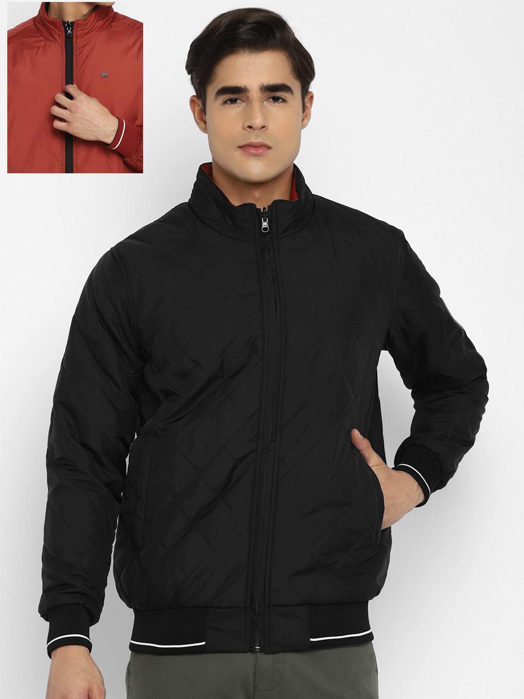 

Red Chief Men Black Rust Reversible Puffer Jacket