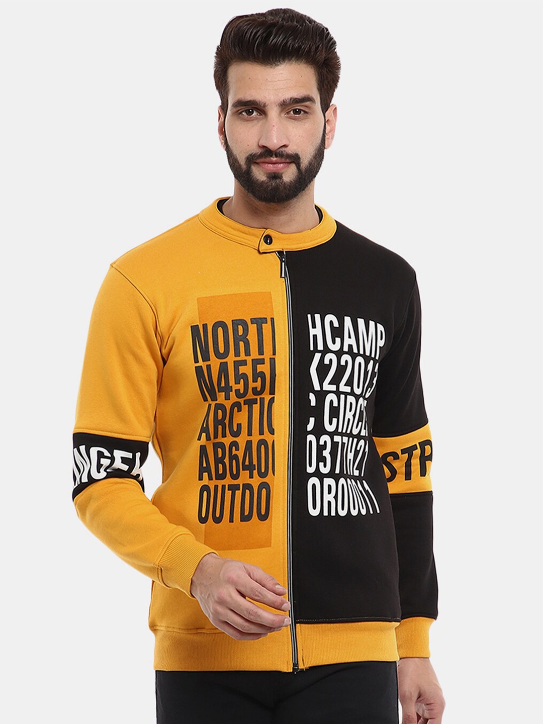 

V-Mart Men Mustard Printed Sweatshirt