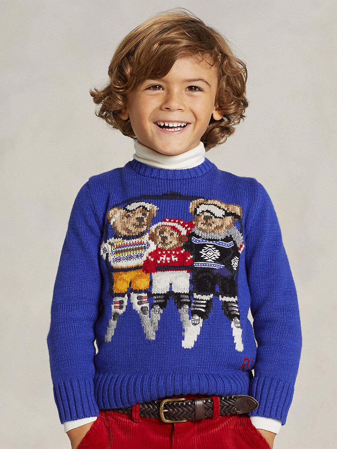 

Polo Ralph Lauren Boys Round Neck Printed Wool Pullover, Blue