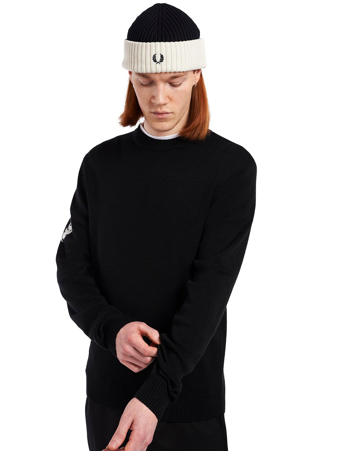 

Fred Perry Round Neck Wool Pullover, Black