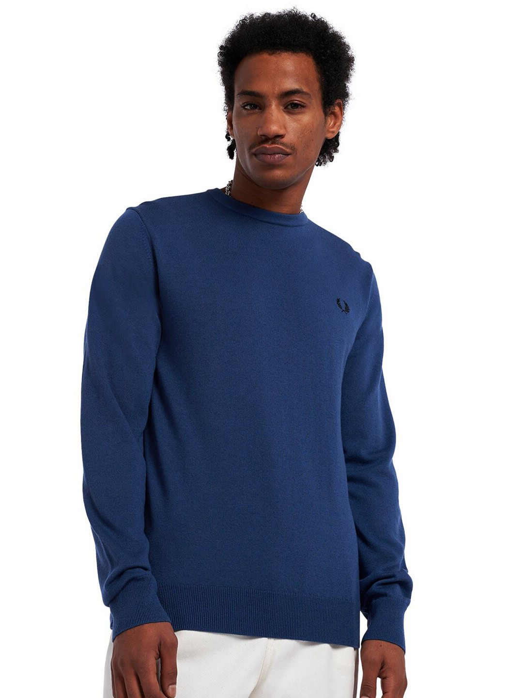 

Fred Perry Men Round Neck Long Sleeves Wool Pullover, Blue