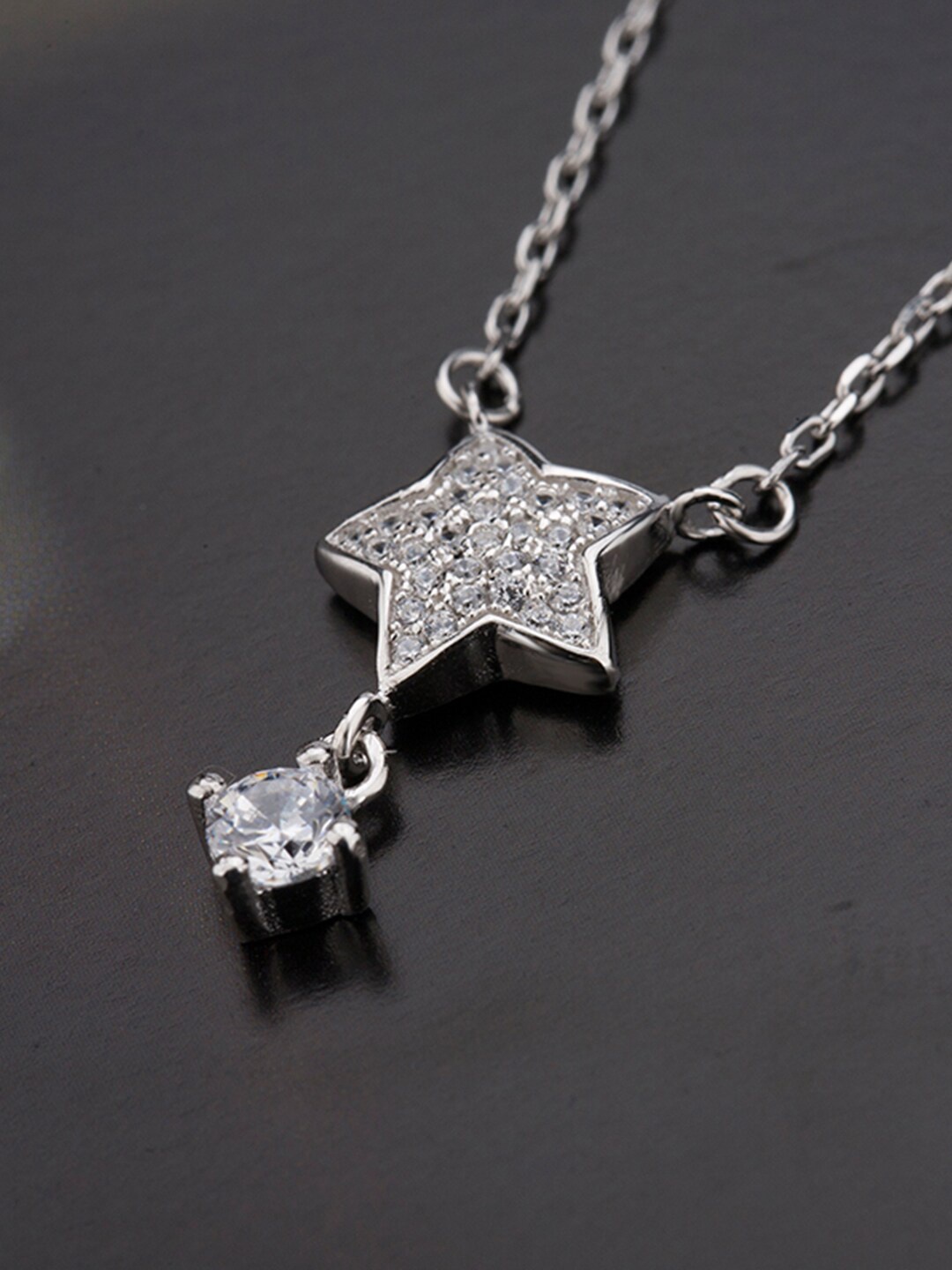 

PALMONAS Silver-Toned & White Sterling Silver Silver-Plated Necklace