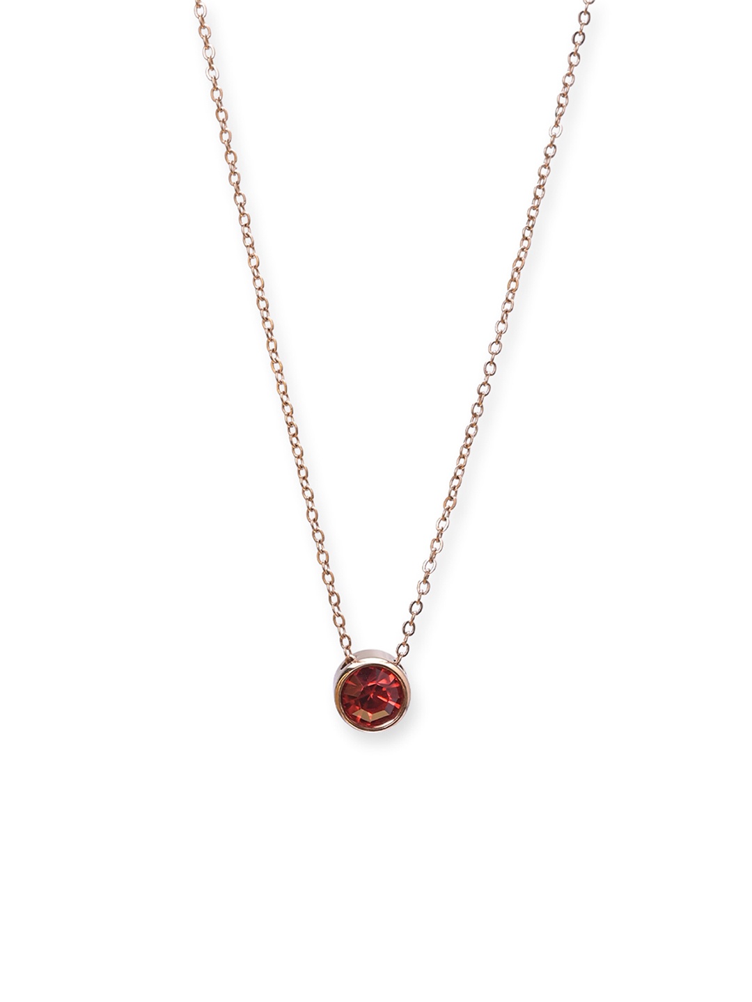 

PALMONAS Rose Gold & Red Rose Gold-Plated Necklace