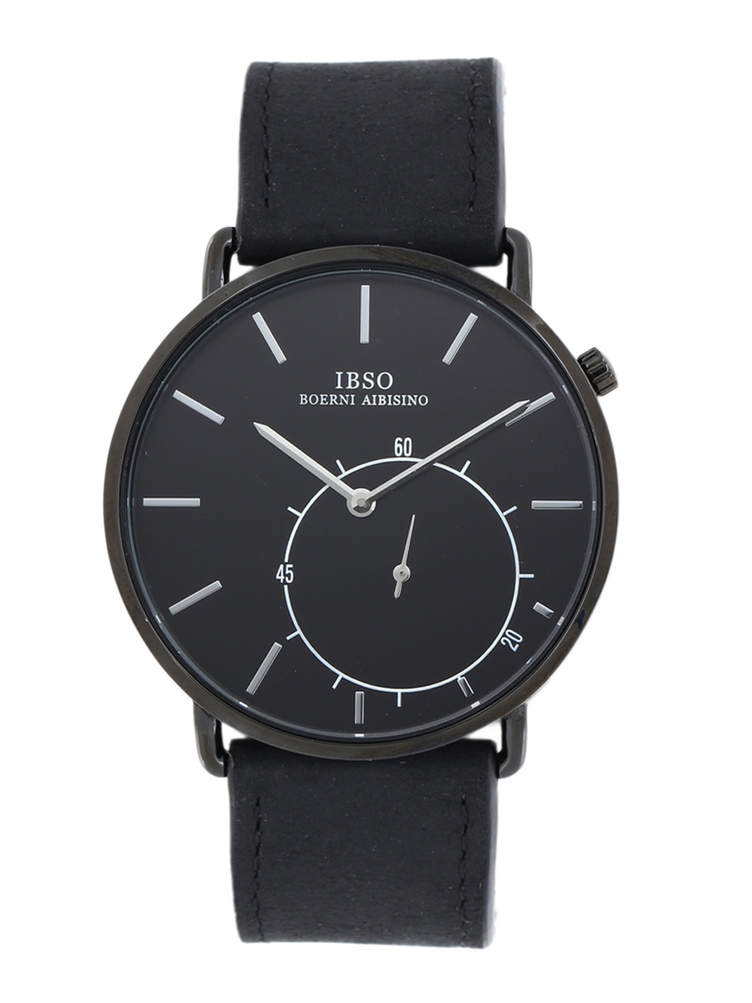

IBSO Men Black Dial & Black Leather Straps Analogue Watch S6651GBK