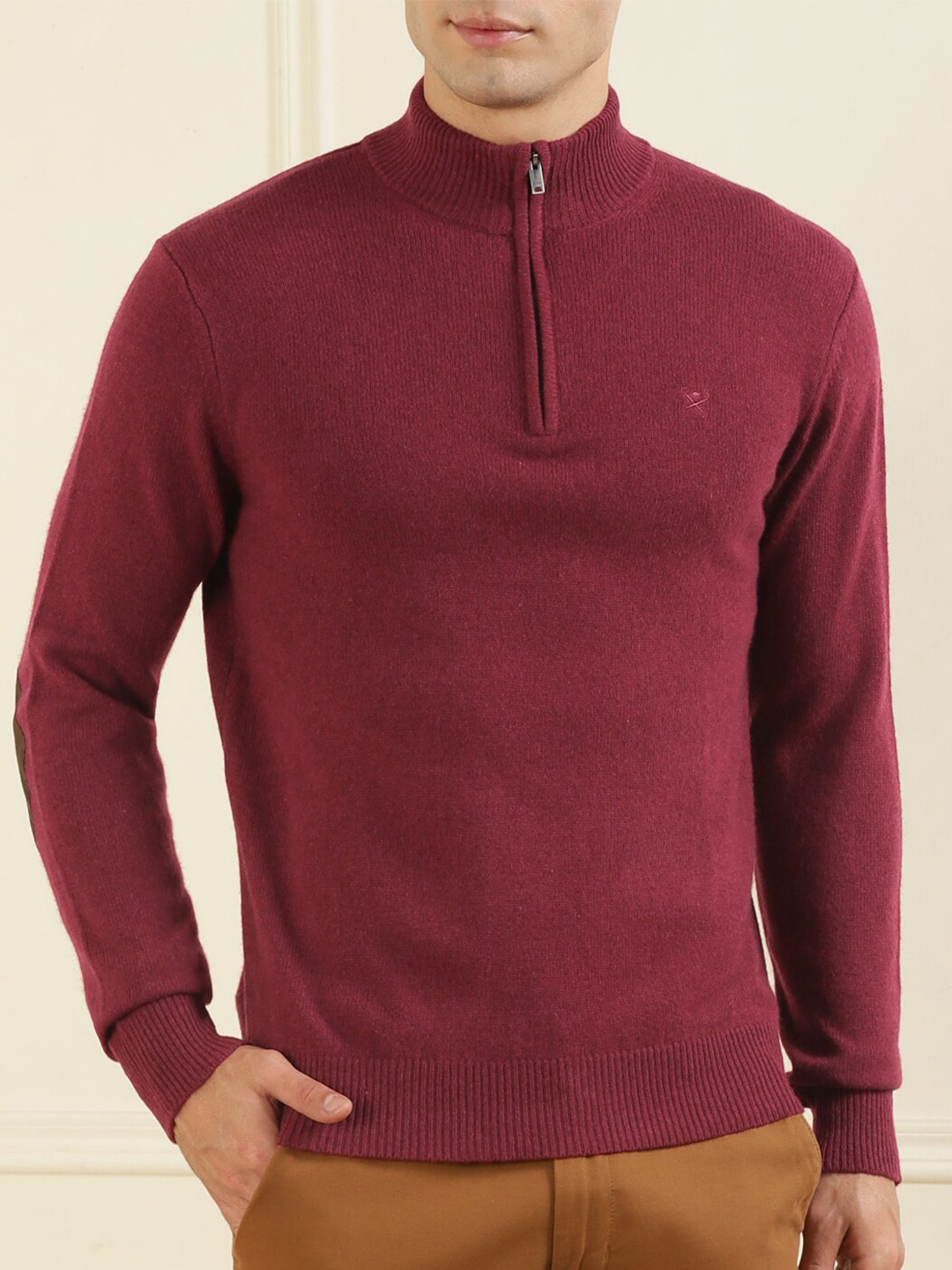 

HACKETT LONDON Men Red Mock Collar Long Sleeves Wool Pullover