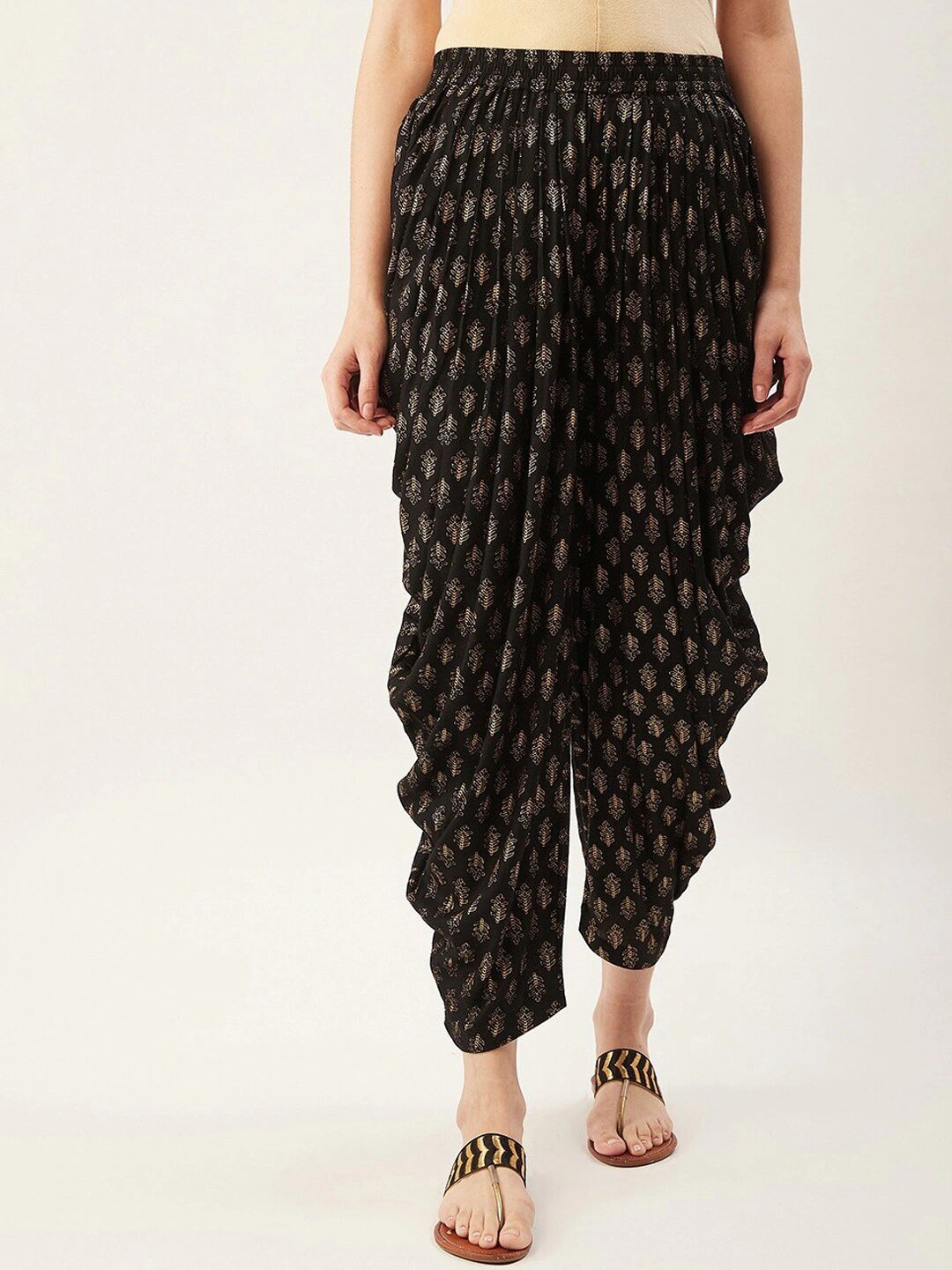 

fabGLOBAL Women Printed Dhoti Patiyala, Black