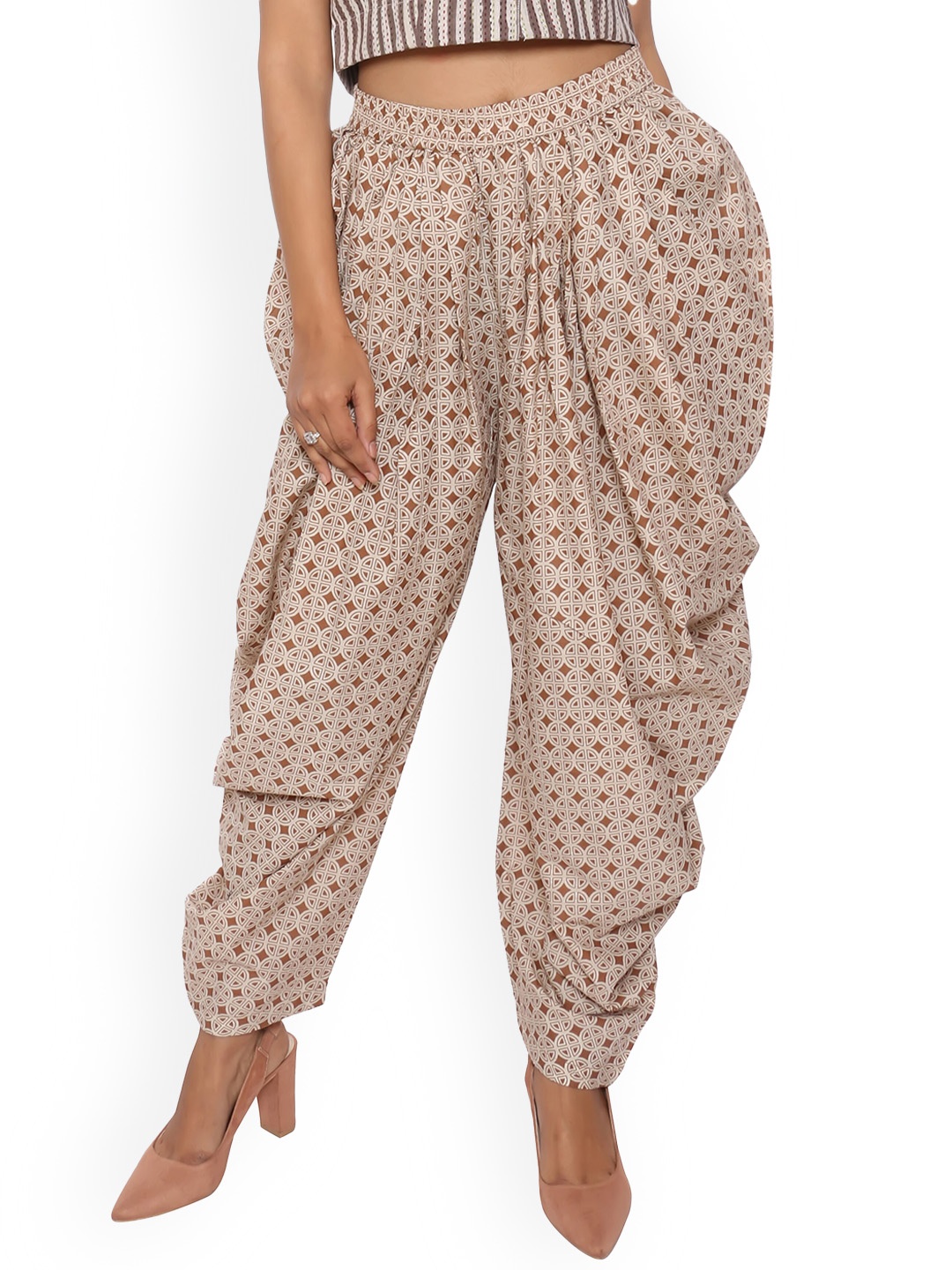 

fabGLOBAL Women Printed Cotton Dhoti Pant, Brown
