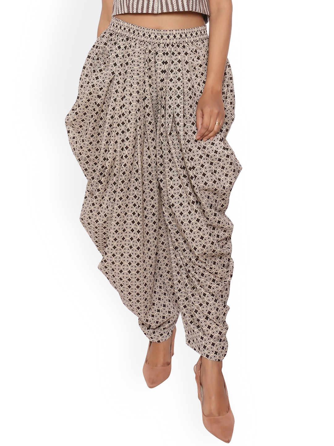 

fabGLOBAL Women Printed Cotton Dhoti Pant, Beige