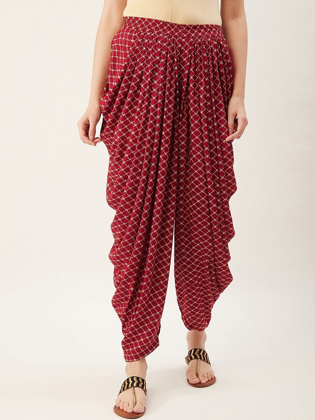 

fabGLOBAL Women Printed Cotton Dhoti Pant, Maroon
