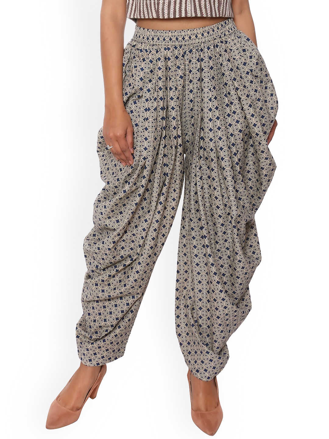 

fabGLOBAL Women Printed Cotton Dhoti Pant, Grey